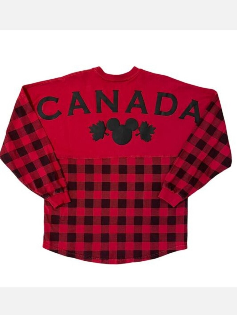 Spirit Jersey O Canada Red Buffalo Plaid Long Sleeve Top Mickey Mouse - Small